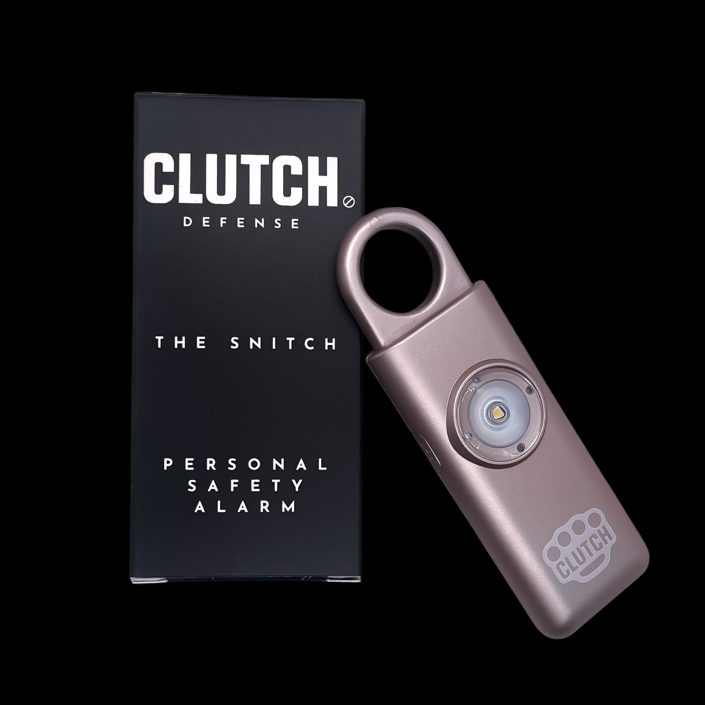 THE SNITCH CLUTCH DEFENSE© KEYCHAIN PERSONAL SAFETY ALARM. AUTOMATIC 911 CALL & EMERGENCY CONTACT GPS LOCATION.