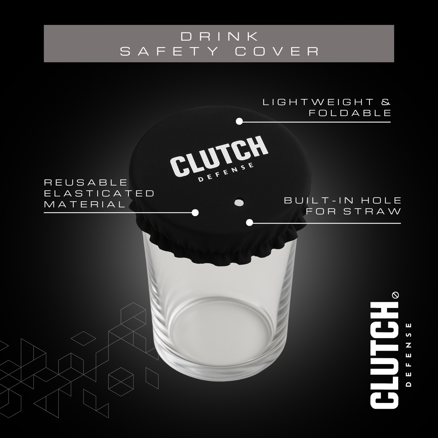 THE SHIELD CLUTCH DEFENSE© DRINK SAFETY COVER WITH KEYCHAIN POUCH
